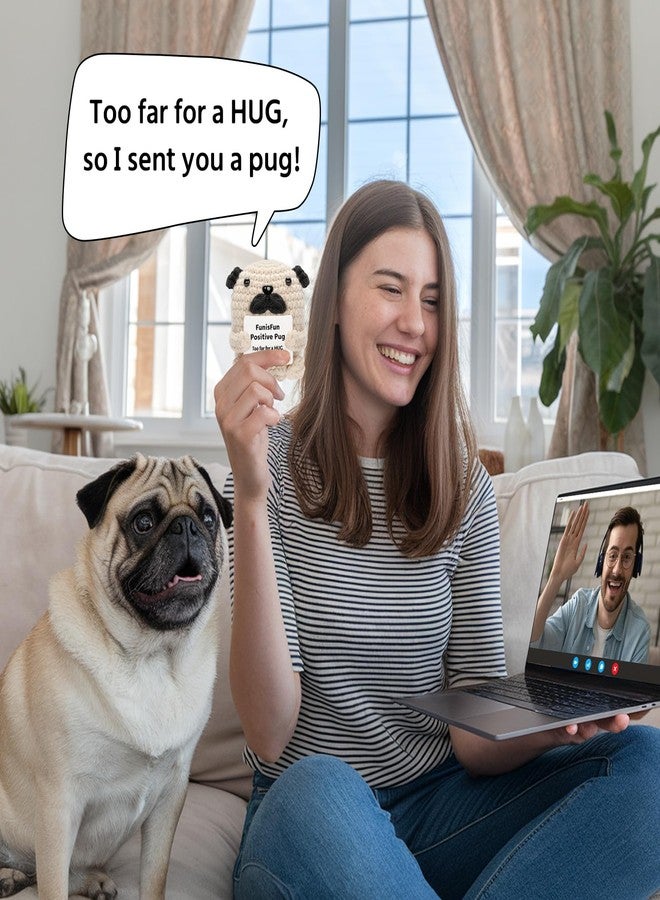 FunisFun Mom Gifts from Daughter Son, Positive Mini Positive Animals Cute Knitted Pug Doll with Affirmation Card for Emotional Encouragement Dog Lover Birthday Gift - Image 4