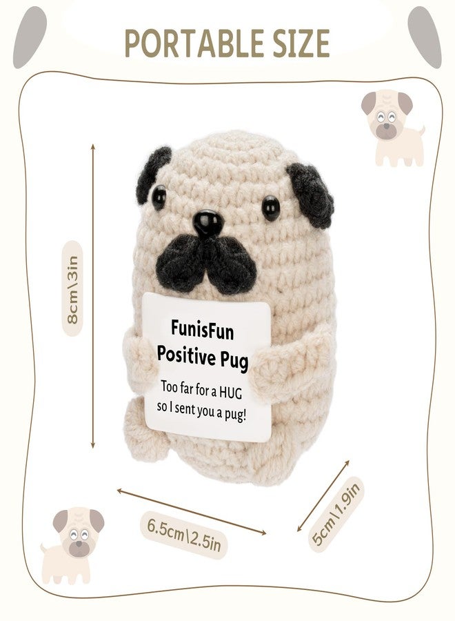 FunisFun Mom Gifts from Daughter Son, Positive Mini Positive Animals Cute Knitted Pug Doll with Affirmation Card for Emotional Encouragement Dog Lover Birthday Gift - Image 2