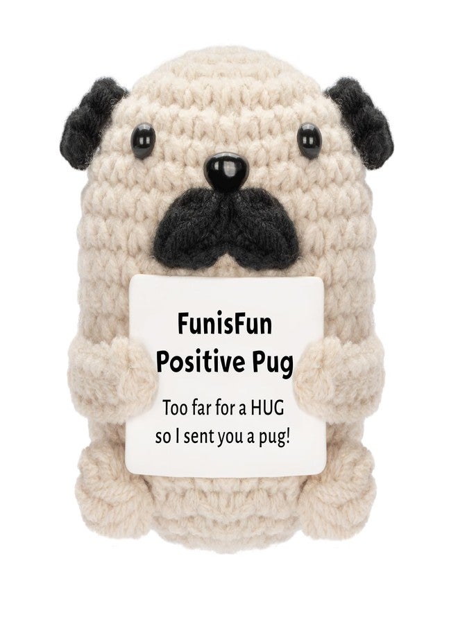 FunisFun Mom Gifts from Daughter Son, Positive Mini Positive Animals Cute Knitted Pug Doll with Affirmation Card for Emotional Encouragement Dog Lover Birthday Gift - Image 1