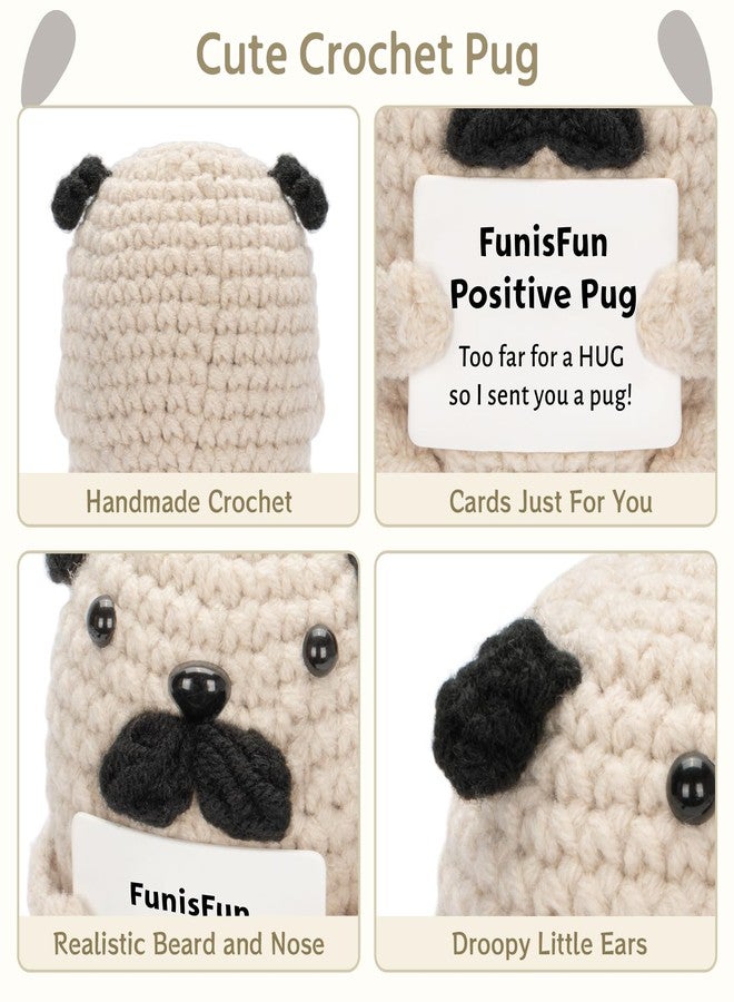 FunisFun Mom Gifts from Daughter Son, Positive Mini Positive Animals Cute Knitted Pug Doll with Affirmation Card for Emotional Encouragement Dog Lover Birthday Gift - Image 3