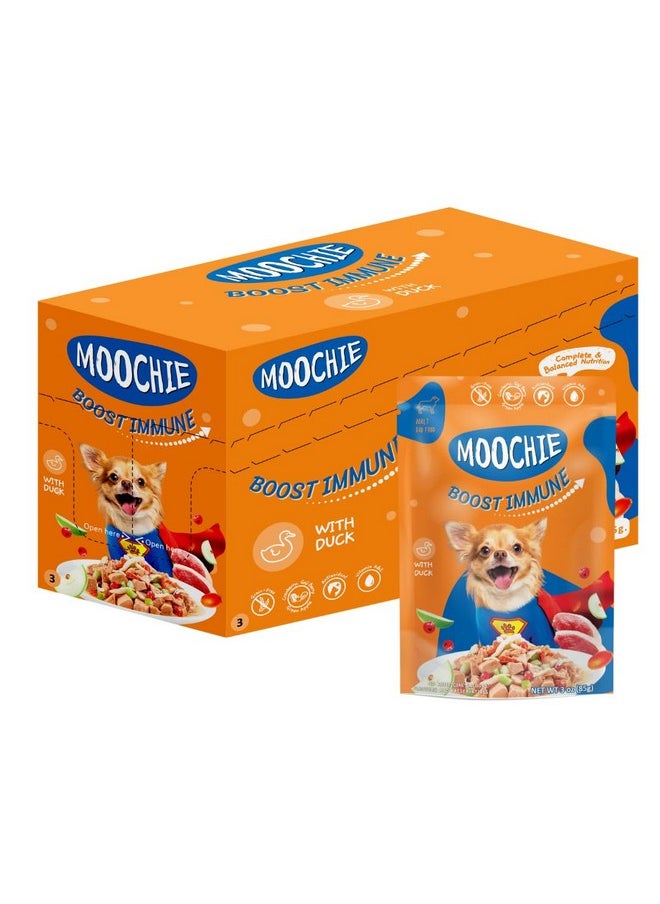 MOOCHIE MOOCHIE Grain Free Small Dogs Wet Dog Food - Boost Immune - Duck, Cranberry & Goji Berry - No Artificial Flavors or Preservative - 12 x 3 oz Pouch  - Image 1