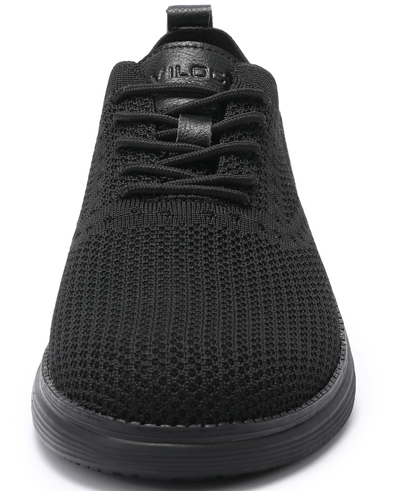 VILOCY Men's Casual Dress Sneakers Oxfords Business Shoes Lace Up Lightweight Comfortable Breathable Walking Knit Mesh Fashion Sneakers Tennis All Black,EU41 - Image 4