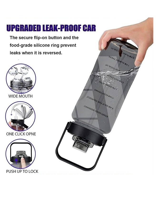 MIXDE Half Gallon Water Bottle with Sleeve & Strap 64 OZ Motivational Water Bottle with Straw & Time Marker to Drink Leakproof Tritan BPA Free Workout Gym Sport Water Jug, Sports Bottle - Image 2