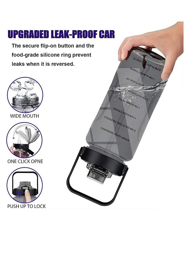 MIXDE - Half Gallon Water Bottle with Sleeve & Strap 64 OZ Motivational Water Bottle with Straw & Time Marker to Drink Leakproof Tritan BPA Free Workout Gym Sport Water Jug, Sports Bottle - Image 1