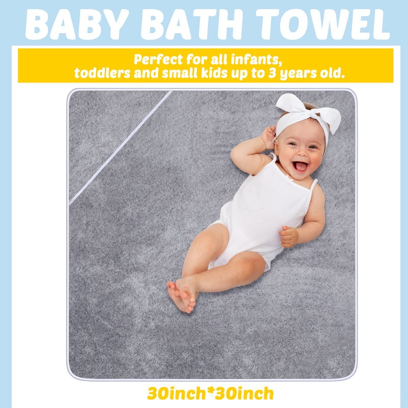 Chumia 6 Pack Baby Bath Towel Coral Fleece Soft Absorbent Newborn Hooded Towel for Kid 30 x 30 Inch Toddler Bath Blanket for Babies Infant Shower Gift(Multicolor) - Image 2