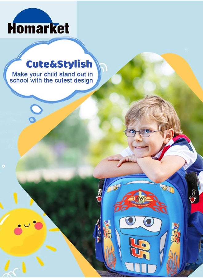 Kid Toddler Boys Girls Backpack Waterproof Cartoon Truck Car Child Snack School Bag Kindergarten Backpack,Blue