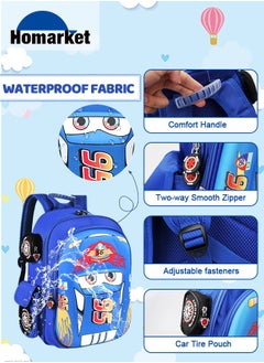 HomarKet Kid Toddler Boys Girls Backpack Waterproof Cartoon Truck Car Child Snack School Bag Kindergarten Backpack,Blue  - Image 3