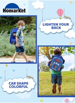 HomarKet Kid Toddler Boys Girls Backpack Waterproof Cartoon Truck Car Child Snack School Bag Kindergarten Backpack,Blue  - Image 4