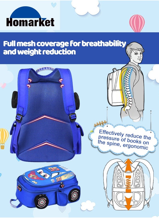 Kid Toddler Boys Girls Backpack Waterproof Cartoon Truck Car Child Snack School Bag Kindergarten Backpack,Blue
