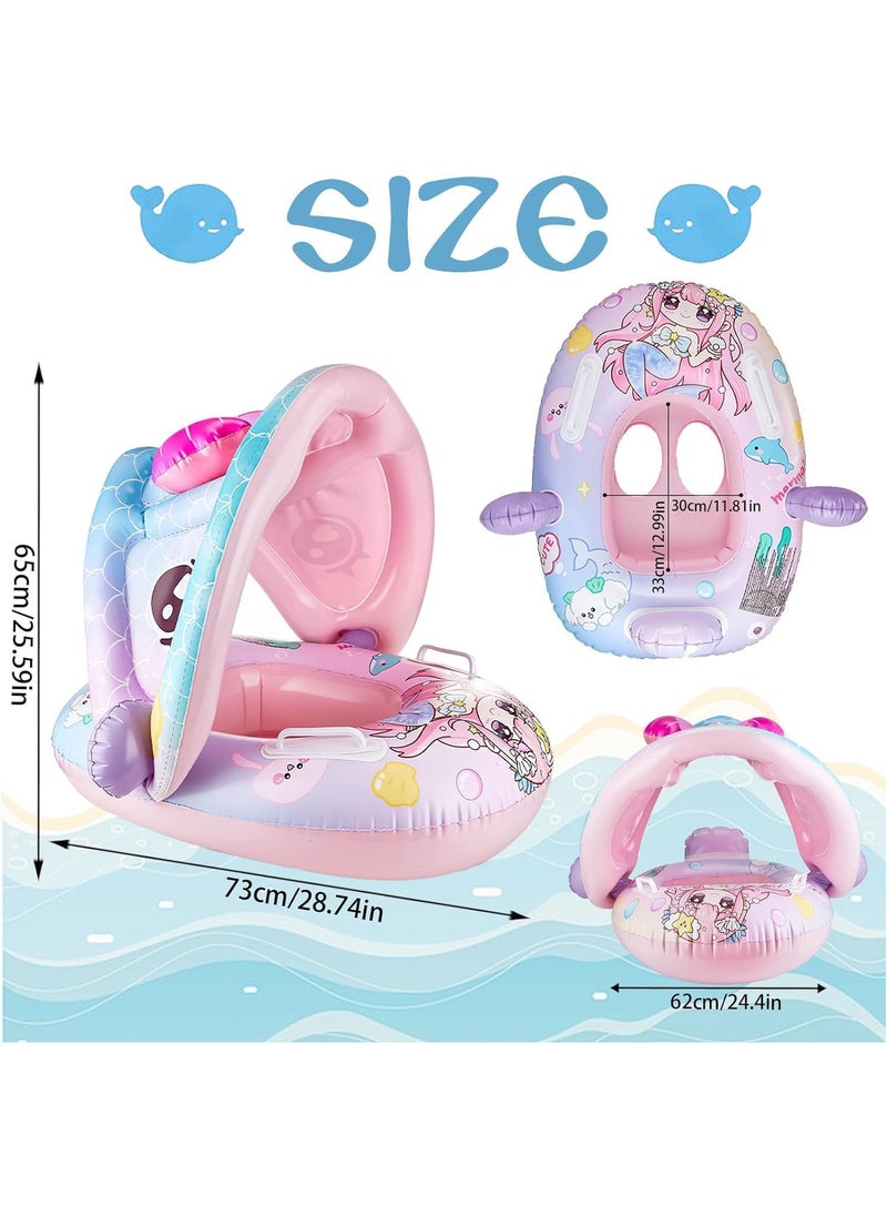 AUTOYSUR Baby pool float,Swimming Pool Float Boat with Sun Protection Canopy Inflatable Pool Float Yacht Ring Awning Inflatable Swimming Training Float Seat for Boys Girls Summer Outdoor  - Image 5