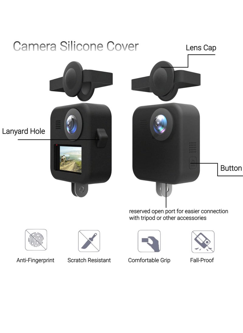 Generic Camcorder Silicone Protective Sleeve Cover for GoPro MAX Panoramic Sports , Soft Silicone Lens Cover Shell Replacement Accessory with Adjustable Lanyard, for Max Camera Body  - Image 3
