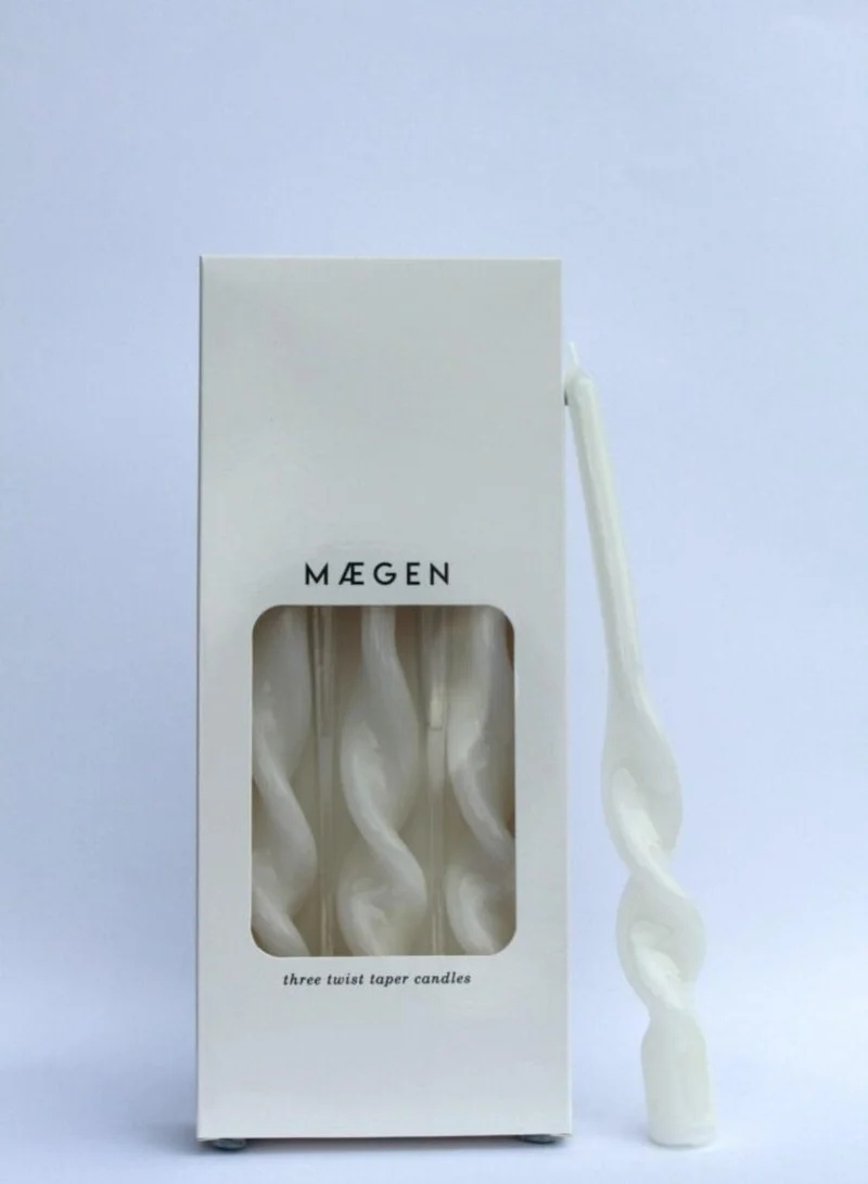 Maegen Twisted Taper Candle - Ice White
