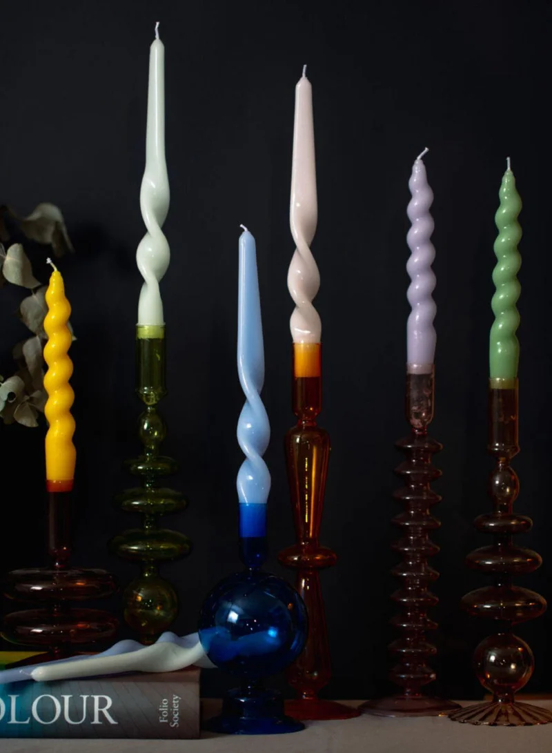 Maegen Twisted Taper Candle - Ice White