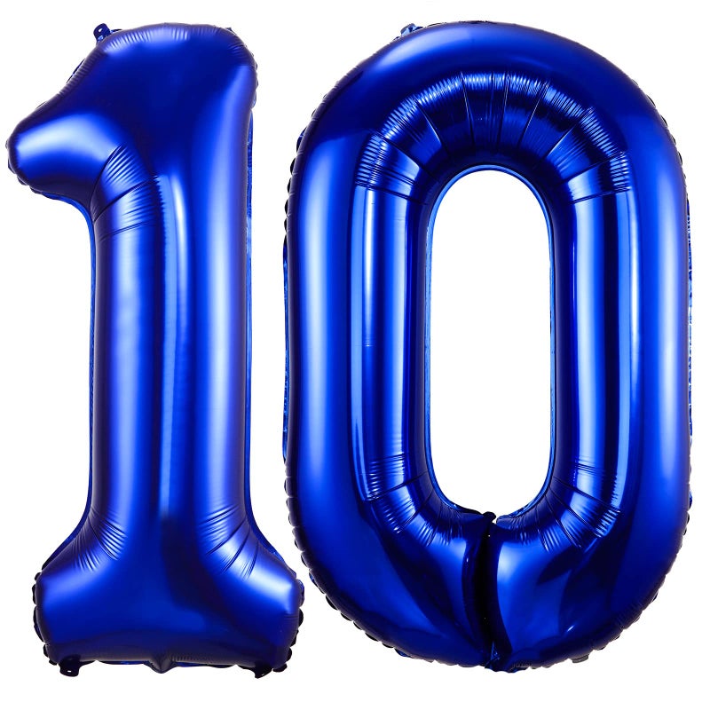 BBPOOL بالونات رقم 10 زرقاء بحرية 40 بوصة بالون عيد ميلاد كبير من الفويل مايلار رقم رقمي للعيد ميلاد حفلة تخرج استحمام طفل زفاف زينة ذكرى - Image 3