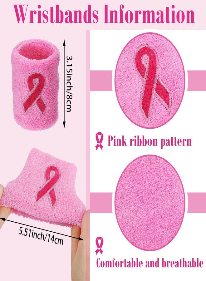 Suhine 12 Pairs Breast Cancer Awareness Socks Wristband Set 6 Pink Ribbon Thigh High Socks 6 Sweatband for Women Men Breast Cancer Awareness Pink out Day Football Softball Soccer Sport Accessories - Image 4