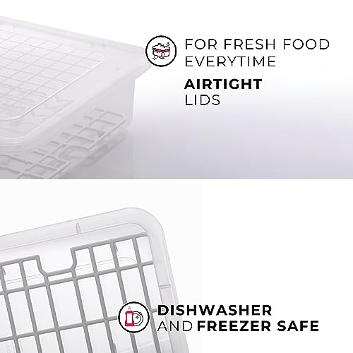 RIOMAX Fridge Storage Boxes Fridge Organizer with Removable Drain Plate and Lid Stackable Fridge Storage Freezer Storage Containers for Fish, Meat, Vegetables, Fruits (2500ML, Pack of 3) - Image 5
