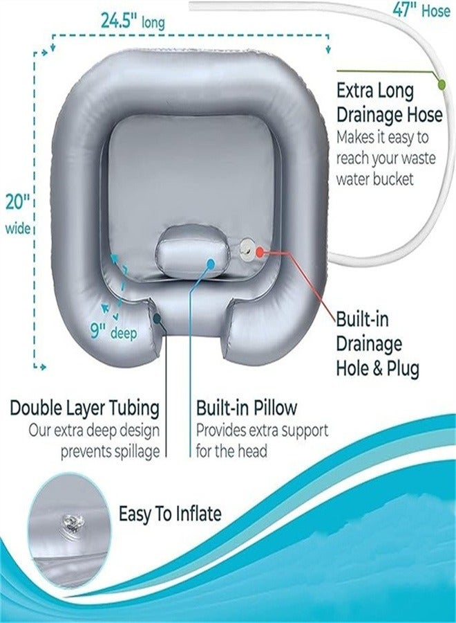 Inflatable shampoo basin with pillow, portable bathtub shampoo basin bowl, helpful for pregnant women, elderly people, disabled people, injured, injured and bedridden people - Image 4