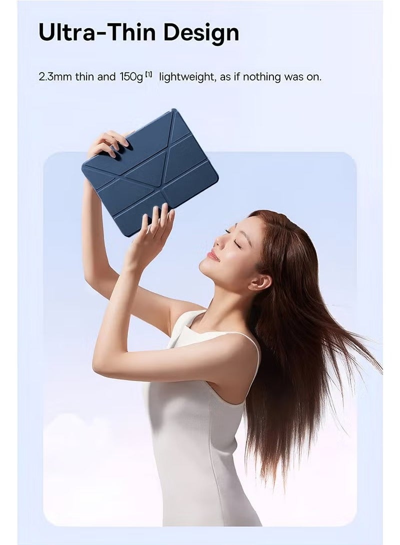 JAJEEK Apple iPad 2025 (11th Generation) A16 10.9 Inch Symmetry 360 Smart Folio Case – Auto Awake/Auto Sleep, Leather Texture with Transparent Back & Pen Holder, All-Round Protection, Slim & Stylish Design (Storm Blue) - Image 4