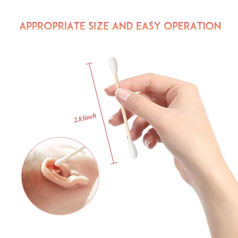 Simetufy Cotton Swabs 2000ct(20 Pack),Double-Tipped Cotton Buds,Cotton Swabs with Wooden Sticks,Cotton Swabs for Ears,Makeup,Daily Cleaning - Image 2