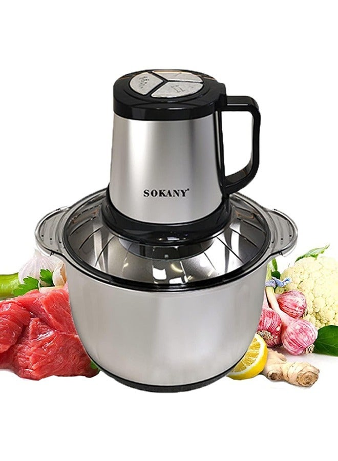 SOKANY SK-7015 800W Meat Grinder Electric, Food Processor Onion Vegetable Garlic Chopper Electric 4 Blades 5L Robust Stainless Steel Bowl (SK-7015, 800W, 5L)
