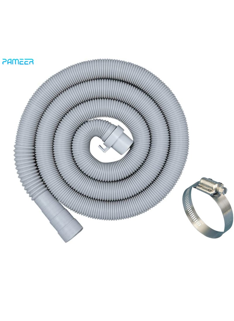 PAMEER 1.9 Meter Washing Machine Drain Hose with Clamp for Full & Semi Automatic Washing Machine Outlet Drain Hose Pipe Extension Waste Water Outlet Hose Machine Drain Pipe  Washer Wastewater Drain Outlet  - Image 1