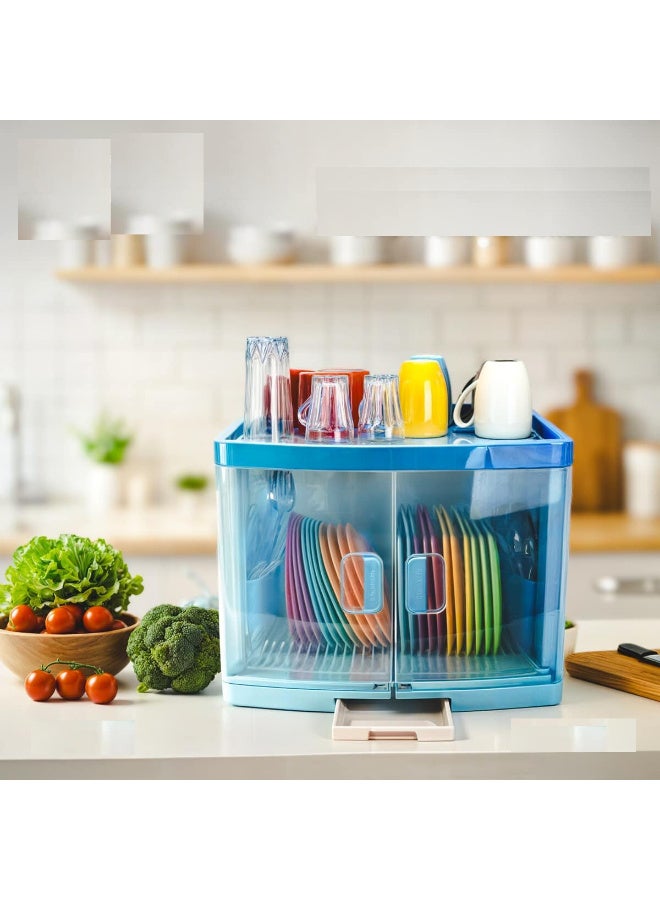 خورشيد بلاست مطبقيه بلاستك مطبخ دولاب هابي هوم 57*32 سم من خورشد بلاستك ازرق 01148