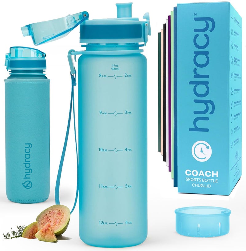 Hydracy Water Bottle with Time Marker - 500 ml 17 Oz BPA Free Water Bottle - Leak Proof & No Sweat Gym Bottle with Fruit Infuser Strainer - Ideal for Fitness or Sports & Outdoors - Image 1