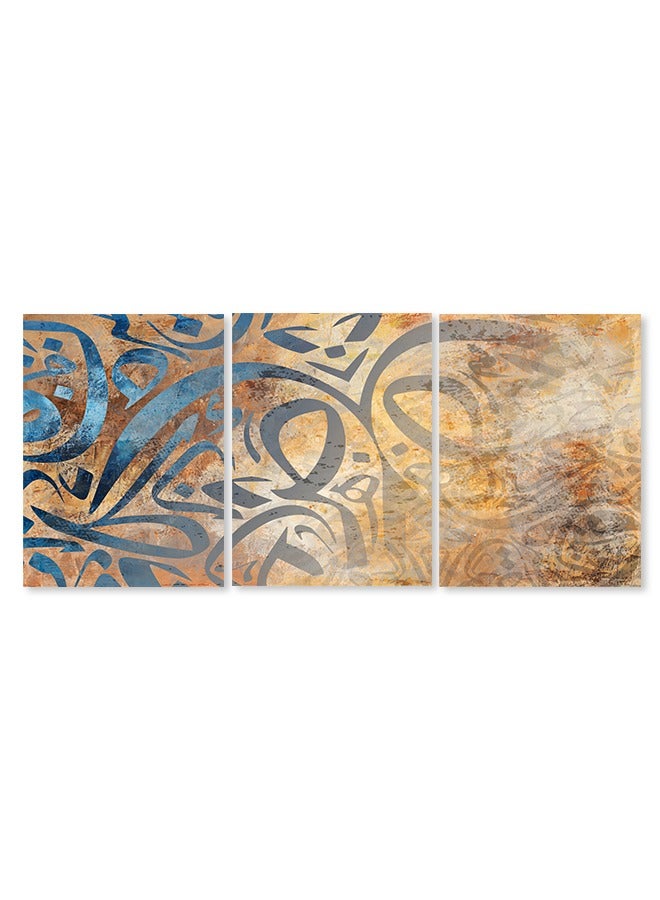 ماركتنا لوحة جدارية فنية لتزين الحائط بتصميم خط عربي، ثلاث قطع ،مقاس 120X60سم - Image 2