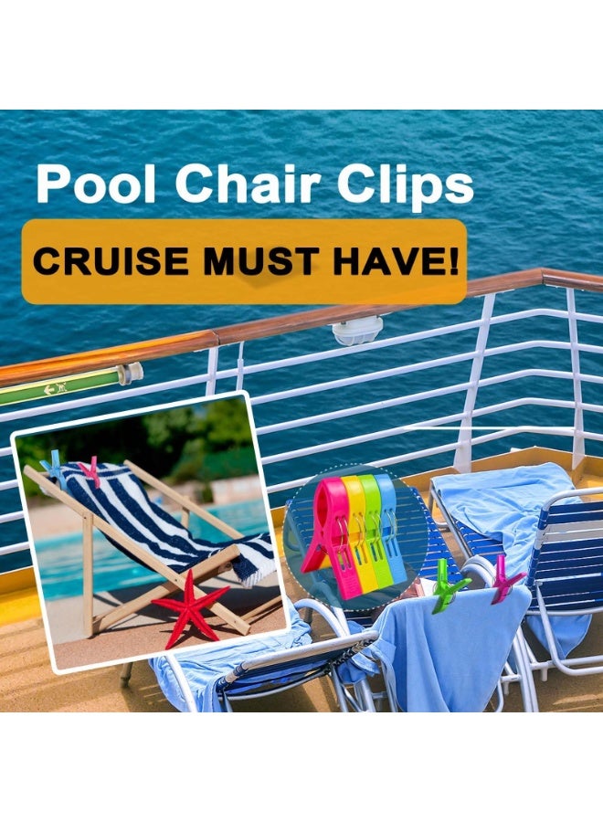 8 Pack Jumbo Plastic Beach Towel Clips for Pool Chairs, Bright Assorted Colors - Image 2