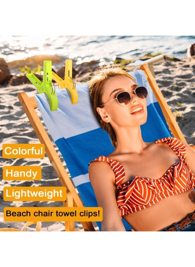 8 Pack Jumbo Plastic Beach Towel Clips for Pool Chairs, Bright Assorted Colors - Image 3