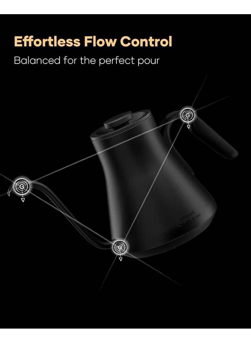الكوكيناري کتری برقی Cocinare Flow B9 Barista Gooseneck با کنترل دقیق دما از جنس استیل ضد زنگ، رنگ خاکستری تیره مات، حجم 0.9 لیتر - Image 4