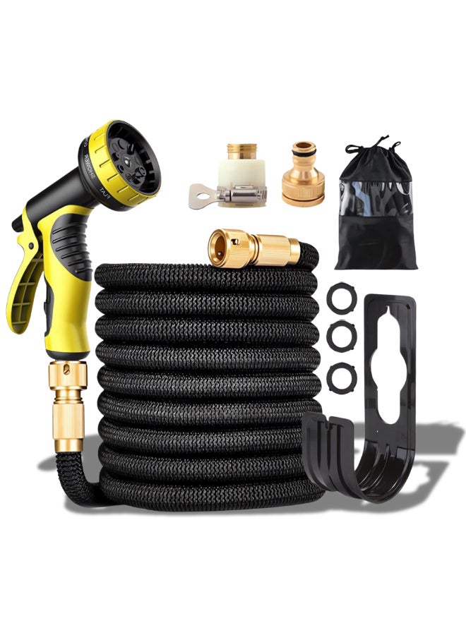 McDou 50FT Triple Pressure Expandable Garden Hose, 10-Spray Pattern Nozzle, 1/2'' & 3/4'' Solid Brass Connectors, 3800D Durable 3-Layer Latex Pipe, Easy Storage for Car Washing & Gardening - Image 1