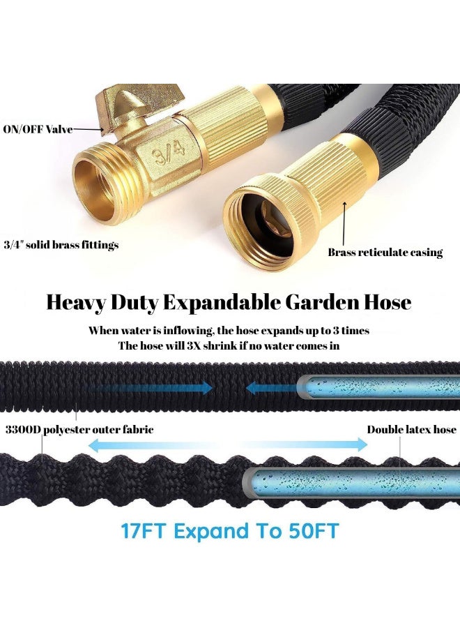 McDou 50FT Triple Pressure Expandable Garden Hose, 10-Spray Pattern Nozzle, 1/2'' & 3/4'' Solid Brass Connectors, 3800D Durable 3-Layer Latex Pipe, Easy Storage for Car Washing & Gardening - Image 2