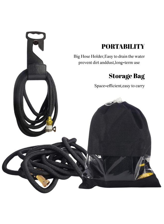 McDou 50FT Triple Pressure Expandable Garden Hose, 10-Spray Pattern Nozzle, 1/2'' & 3/4'' Solid Brass Connectors, 3800D Durable 3-Layer Latex Pipe, Easy Storage for Car Washing & Gardening - Image 4