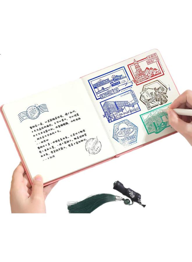 Jiaranheng مجموعة طوابع جياران هينغ المربعة دفتر السفر، كتاب طوابع محمول للمتحف، دفتر فارغ عالي الجودة، كتاب مجموعة طوابع معلم المدينة المحرمة في بكين، كتاب تذكاري، بنفسجي - Image 2