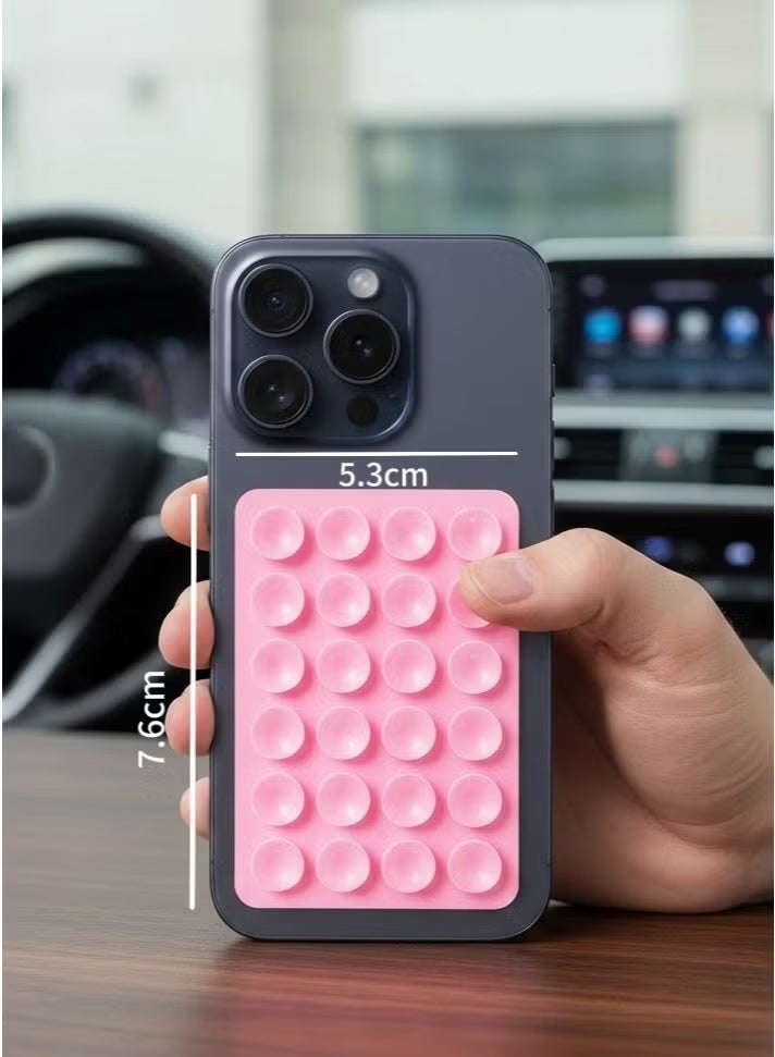 HPRT Silicone Suction Cup Phone Holder, 4Pcs Sticky Phone Grip with 24 Strong Suction Cups, Hands-Free Phone Stand for Smartphones, Reusable Phone Back Sticker for Mirror, Tile & Smooth Surfaces (Pink, White, Black, Clear) - Image 2