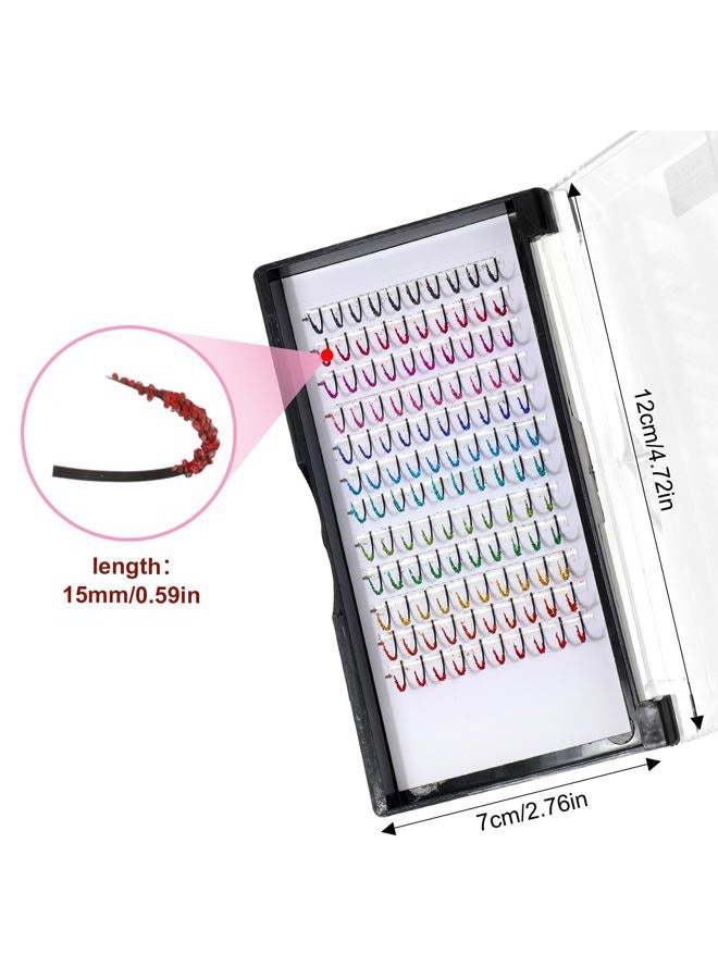 COMNICO Individual Eyelashes, Colourful Eyelash Extensions, Pack of 120, 12 Coloured Glitter Eyelash Extensions, Coloured Eyelashes, Individual Curl, 15 mm, DIY Artificial Eyelashes, Accessories for - Image 2