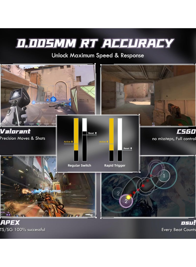 Attack Shark R85HE Wired 75% Hall Effect Rapid Trigger Mechanical RGB Gaming Keyboard with 8K Polling,0.05mm RT Accuracy,0.08MS Latency,Magnetic Switch,5 Layer Sound Damped,Driver for PC(Moonlight) - Image 5