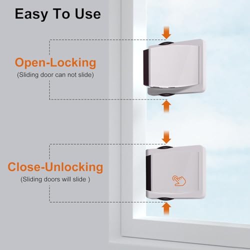 KPNG Sliding Door Lock, 3M Adhesive Child Safety Sliding Glass Door Lock for Sliding Glass , Windows, More Security for Childproof Windows, Patios , Closet ,Cabinet For Your Baby and Pets (Gray,Brown,Green, Random)( Pack Of-4) - Image 4