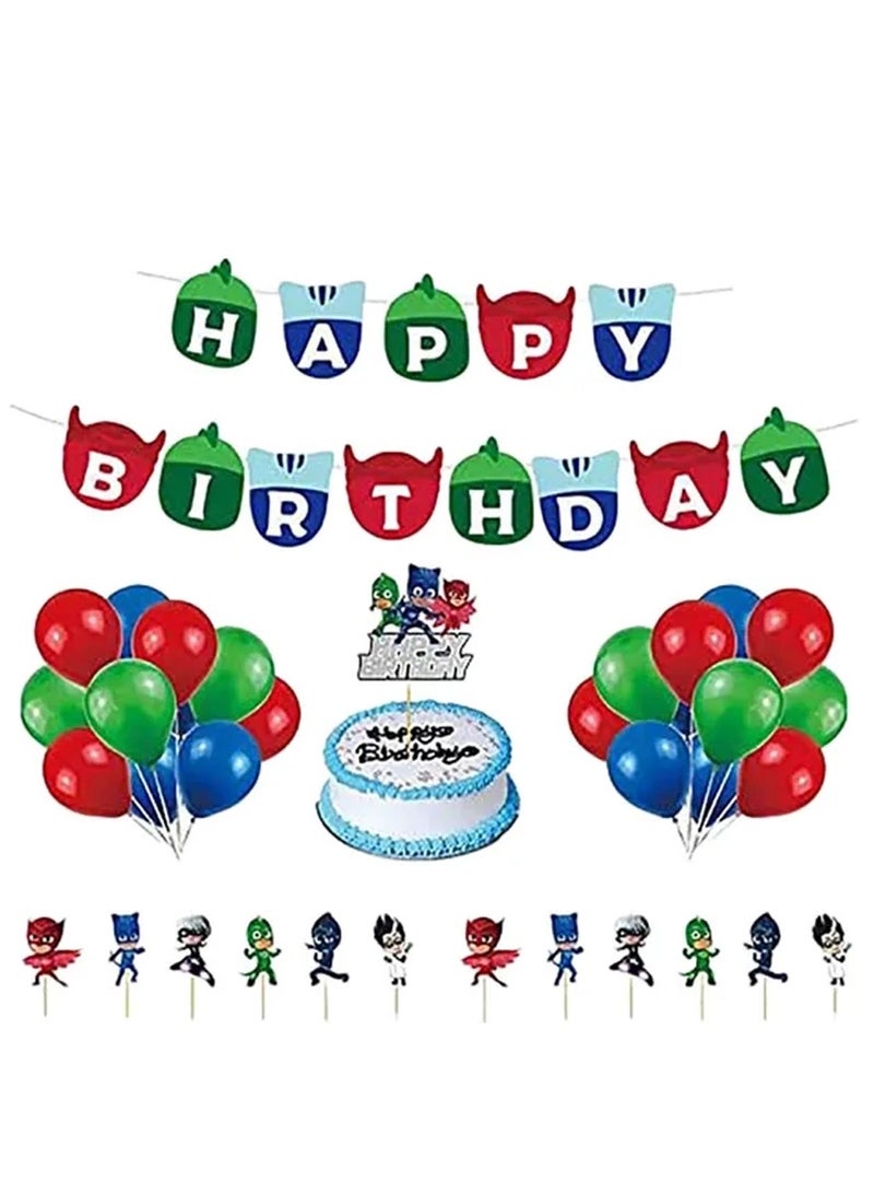 Brain Giggles PJ Mask Birthday Decoration Kit - 44 Pieces