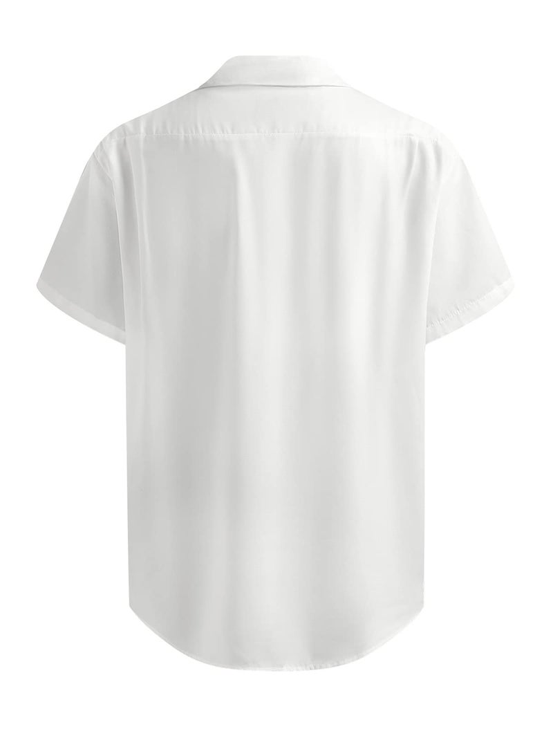 Hardaddy Men's Hawaiian Shirt Short Sleeves Coconut Printed Button Down Summer Beach Casual Shirts White L - Image 4