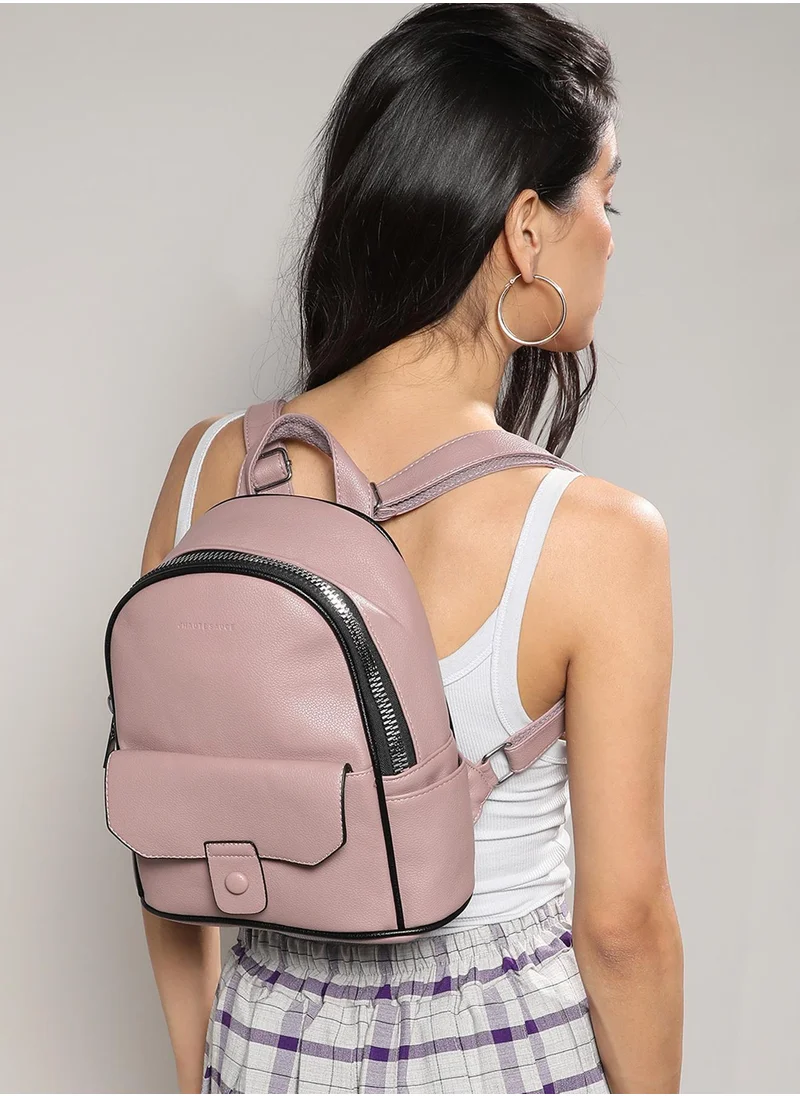 Haute Sauce Solid Zip Lock Mini Vegan Leather Backpack