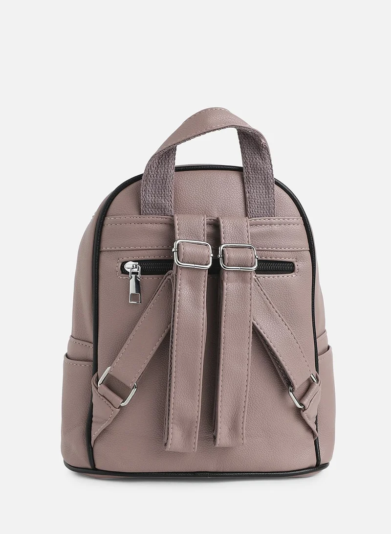 Haute Sauce Solid Zip Lock Mini Vegan Leather Backpack