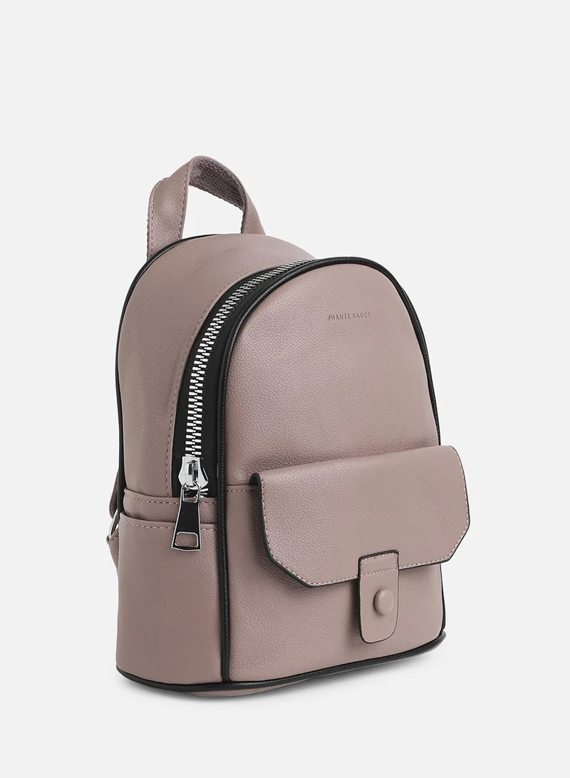 Haute Sauce Solid Zip Lock Mini Vegan Leather Backpack