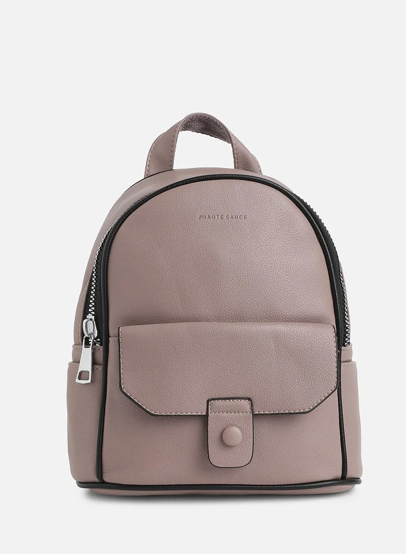 Haute Sauce Solid Zip Lock Mini Vegan Leather Backpack
