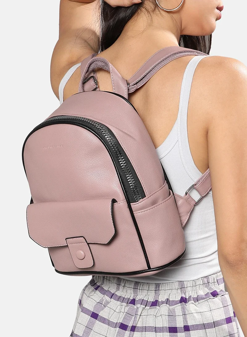 Haute Sauce Solid Zip Lock Mini Vegan Leather Backpack