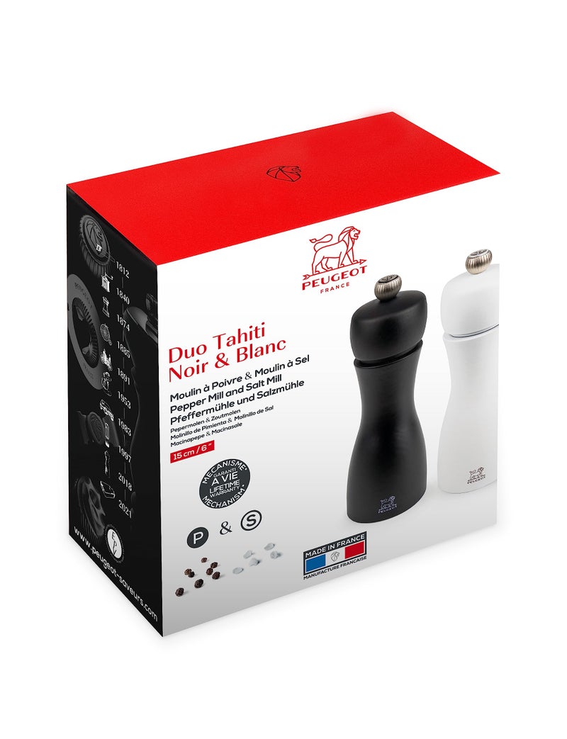 Peugeot 2/24260 Tahiti 6 Inch Black Pepper Mill and White Salt Mill Set - Image 3