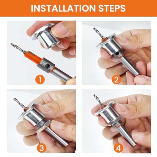 Serplex® 5Pcs Carbide Tipped 90° Countersink With Adjustable Low Friction Depth Stop Multifunctional Round Shank Bore Woodworking Drill Bit Taper Counterbore Wood Working Tools - Image 3