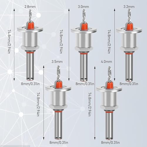 Serplex® 5Pcs Carbide Tipped 90° Countersink With Adjustable Low Friction Depth Stop Multifunctional Round Shank Bore Woodworking Drill Bit Taper Counterbore Wood Working Tools - Image 2
