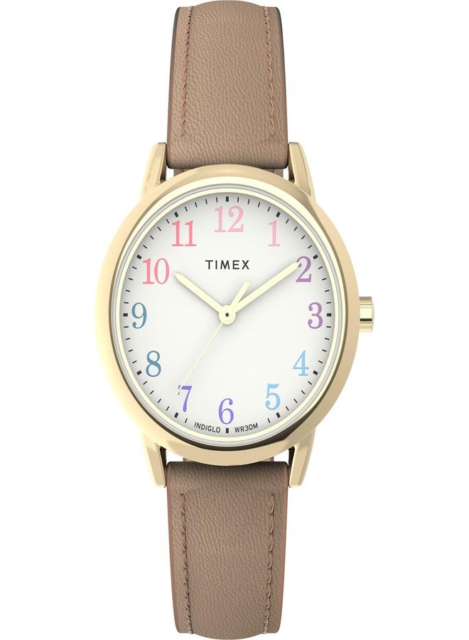 Timex Women's Easy Reader Watch, Tan/Gold-Tone/White/30mm, 30mm, Easy Reader Watch - Image 1